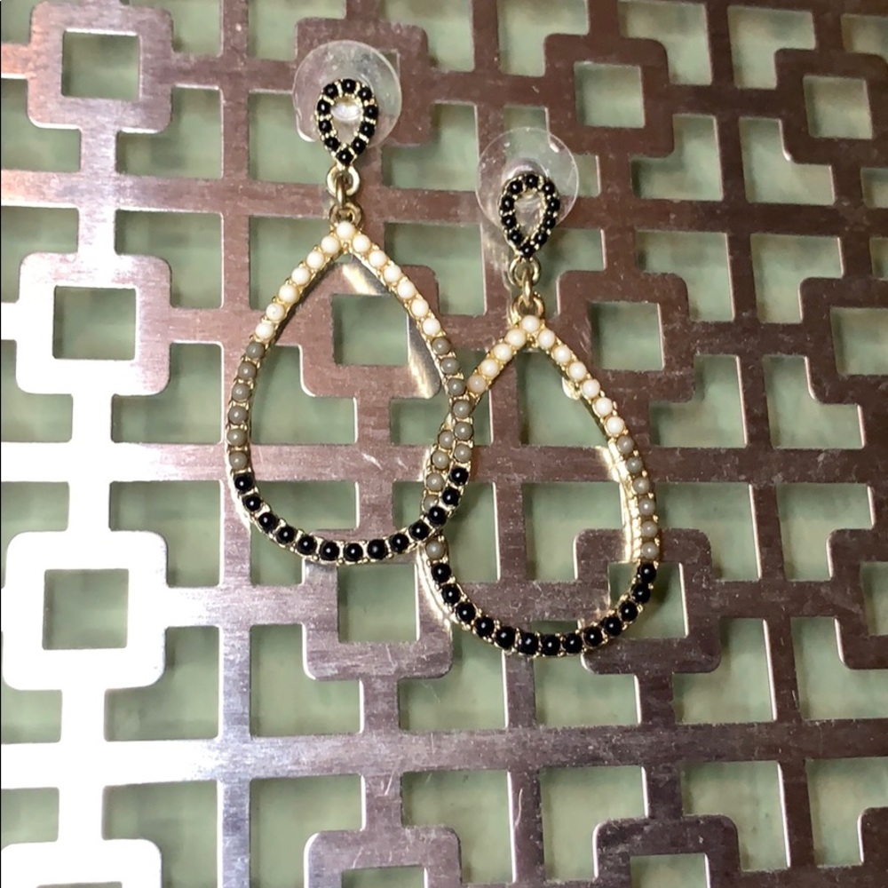 Teardrop shaped beaded drop earring